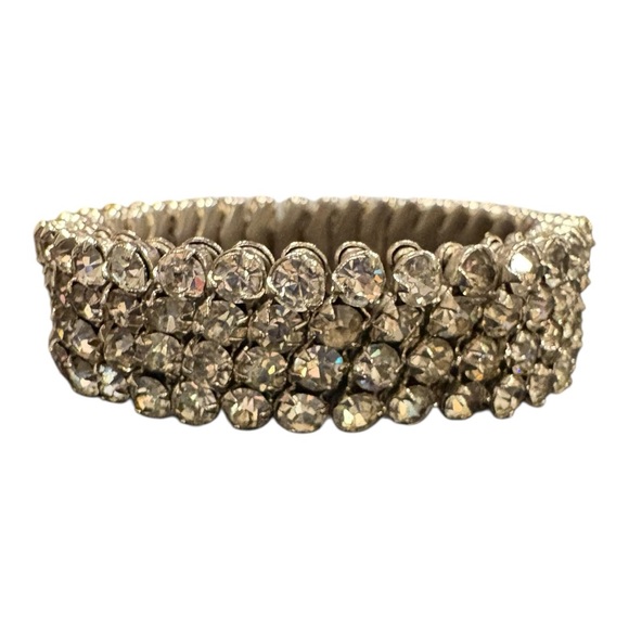 Vintage Coro Sparkling Rhinestone Earrings & Silver Stretch Bracelet Set J17 - Picture 9 of 10